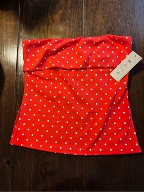 gaze Red Strapless Polka Dot Tube Top